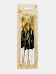 Изображение Свечи для торта «Серпантин», 12 шт., градиент золотой и чёрный